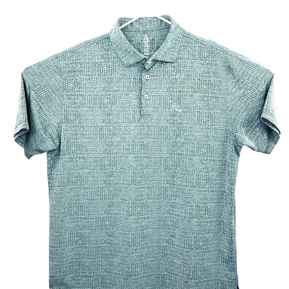 Rhoback Golf Polo GeometricPrint Performance Shirt Mens Stretch Green XL - Picture 4 of 5